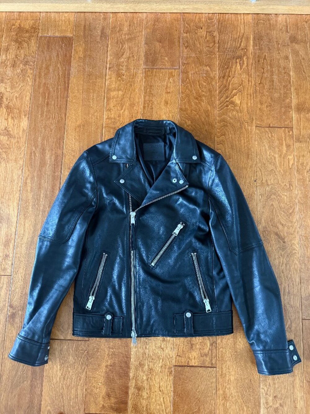 AllSaints Naoki Leather Biker Jacket – Men's Black – Size M (Discontinued)